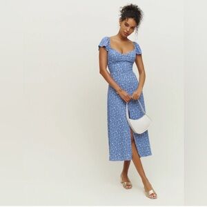 Reformation Baxley Blue Floral Dress - LIKE NEW